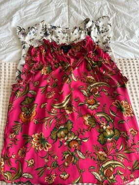 Rachel Ray pink floral shirt & Loft white floral shirt size small